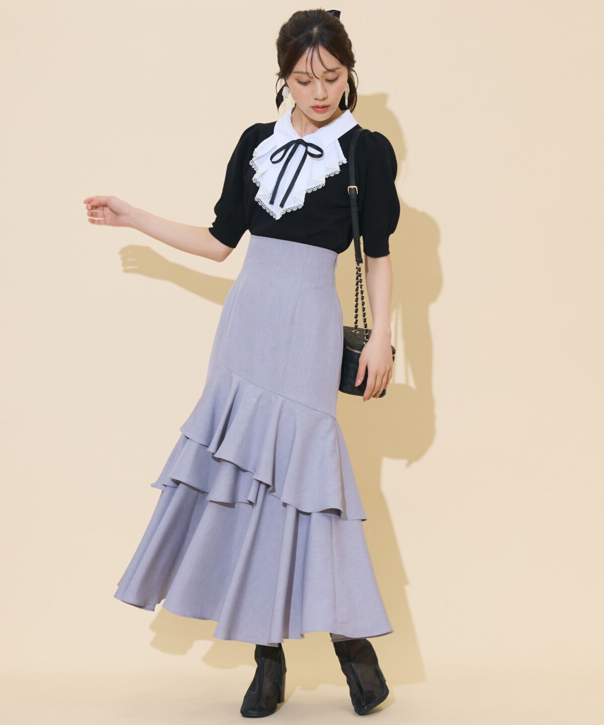 WILLSELECTION「アシメレイヤードハイウエストスカート」|フレア|