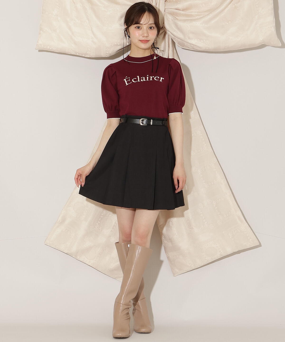 WILLSELECTION「ベルト付きプリーツミニスカート」|スカート|ブラック