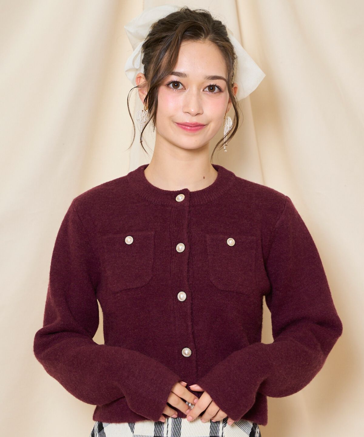 WILLSELECTION「モヘアライクニットジャケット」|カーディガン|ボルドー