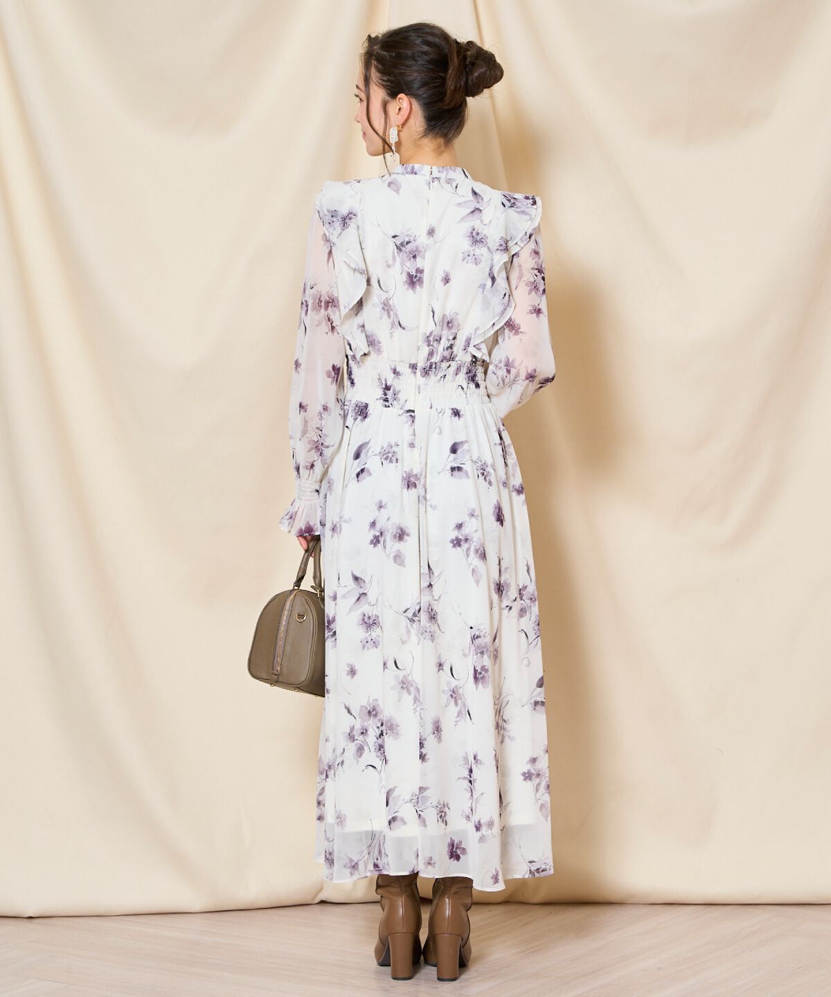 WILLSELECTION「フラワープリントウエストシャーリングワンピース」|ワンピース|