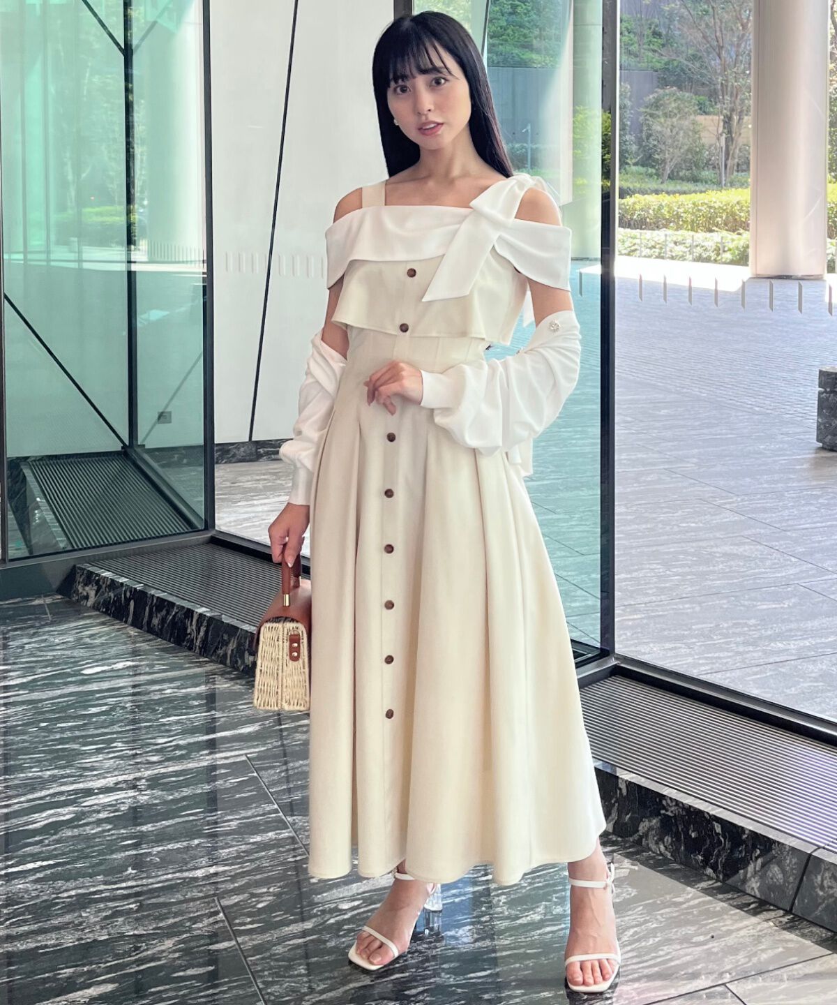 WILLSELECTION「アシメリボンレイヤードワンピース」|ワンピース|ベージュ