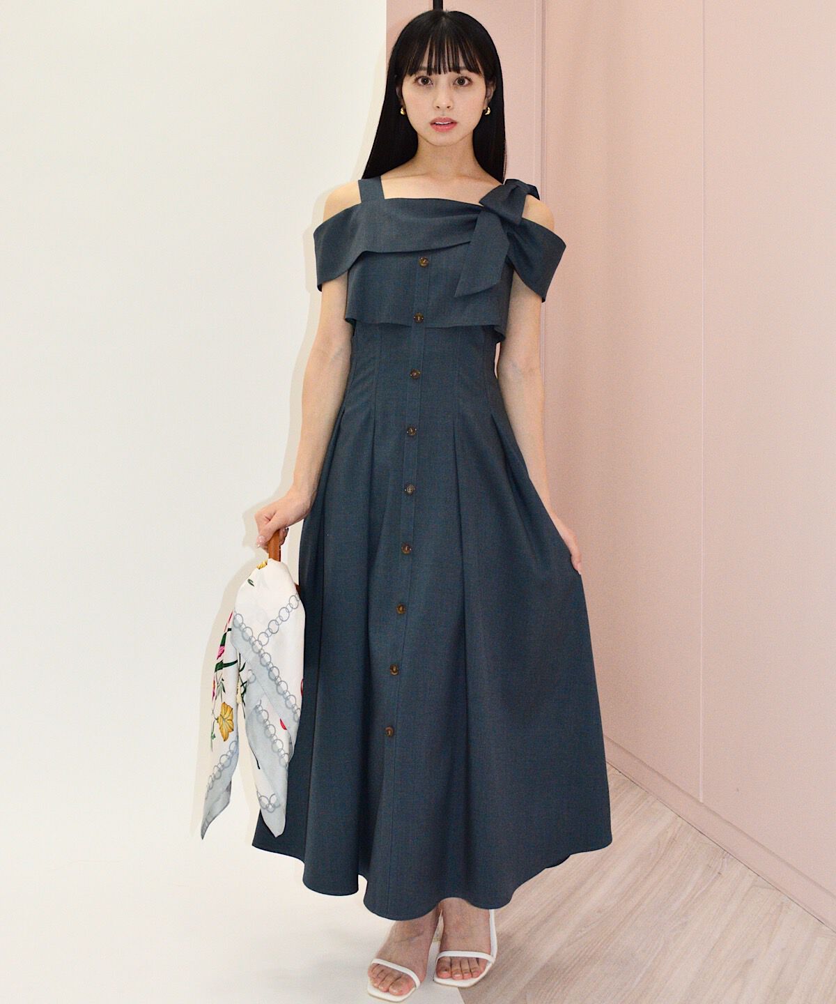 WILLSELECTION「アシメリボンレイヤードワンピース」|ワンピース|ネイビー