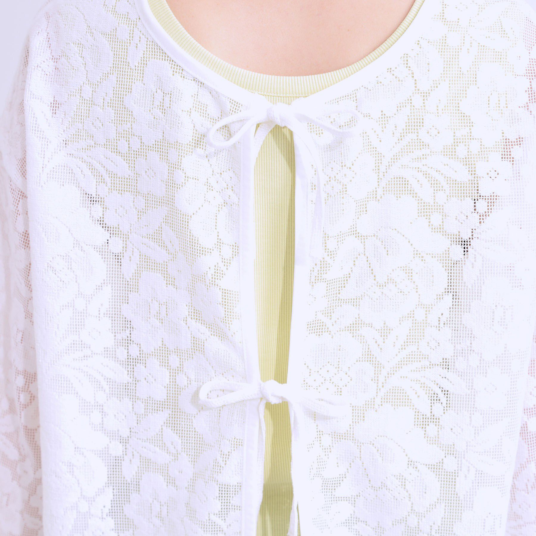 SHOO･LA･RUE「【前後2WAY/S-LL】メッシュ&times;レースがこなれ見え リボントップス」|Tシャツ・カットソー|