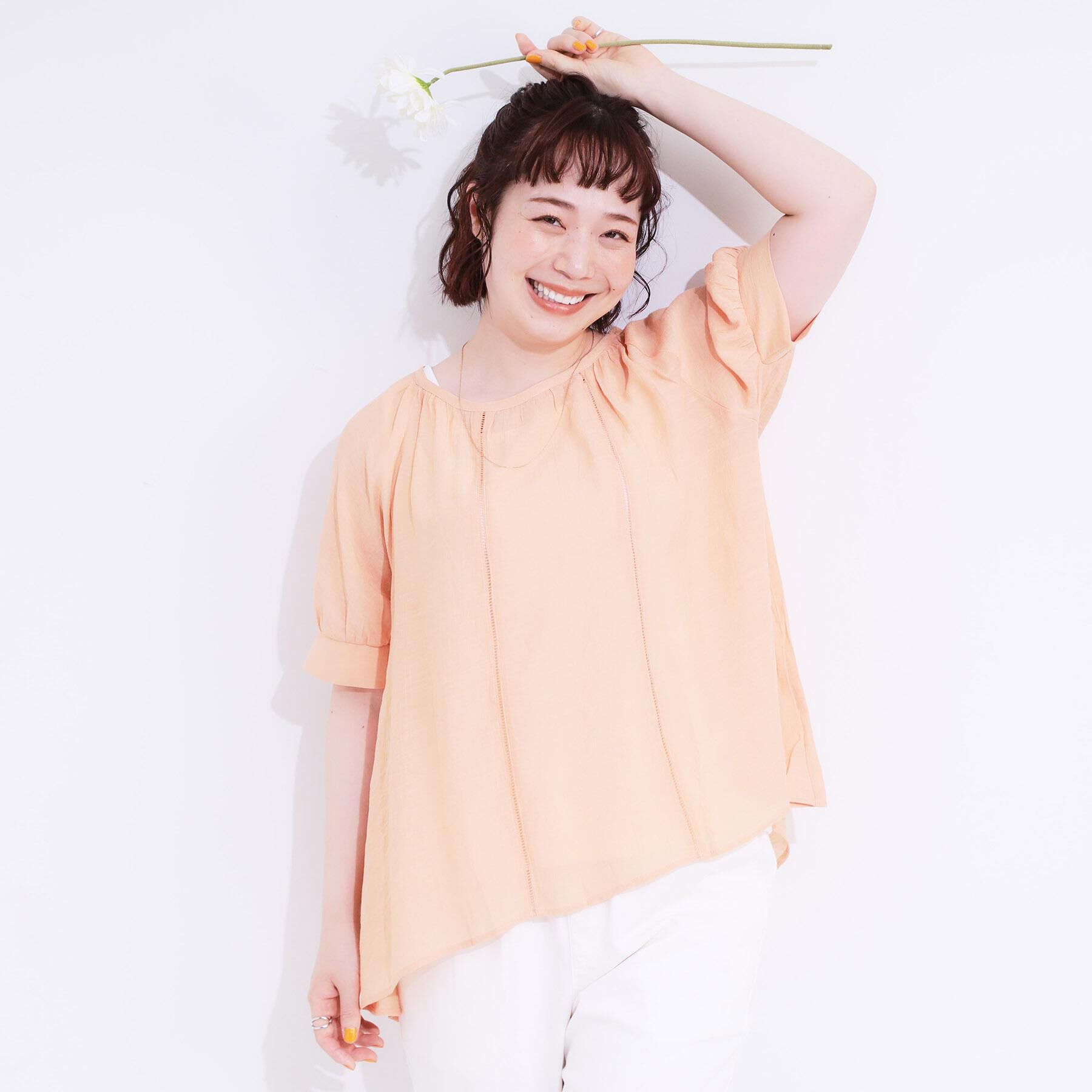 SHOO･LA･RUE「【S-LL/2点セット】インせず着られる はしごレース5分袖ブラウス」|シャツ・ブラウス|