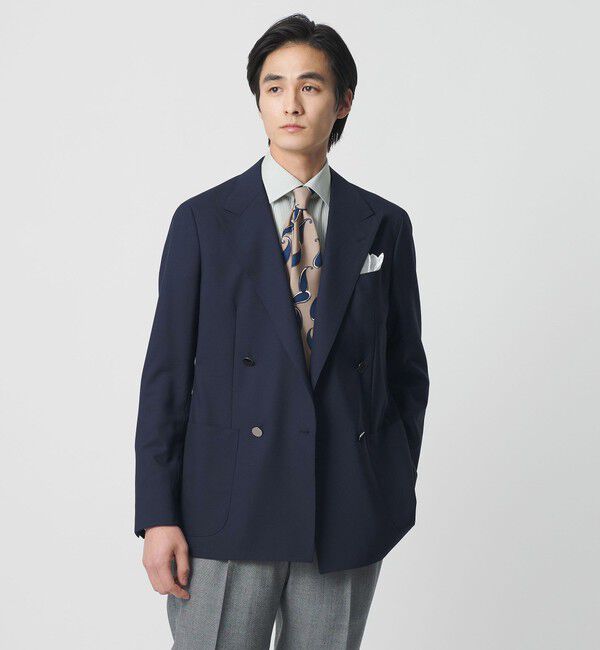 UNITED ARROWS「ウール モヘヤ 4ボタン ダブルブレストブレザー S‐MODEL」|テーラードジャケット|NAVY