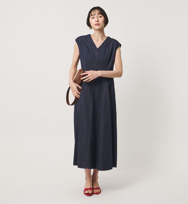UNITED ARROWS「ステッチ Vネック デニムワンピース」|ワンピース|