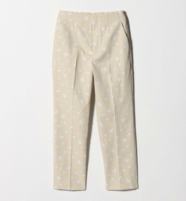 UNITED ARROWS「エンブロイダリー フラワー スリム テーパードパンツ ‐ウォッシャブル‐」|チノ|BEIGE