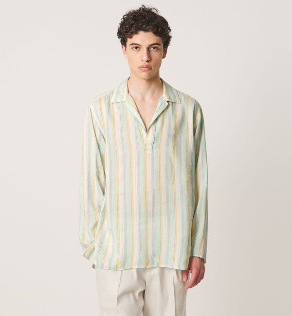 UNITED ARROWS「＜SOVEREIGN＞マルチストライプ スキッパーシャツ」|シャツ・ブラウス|TURQUOISE