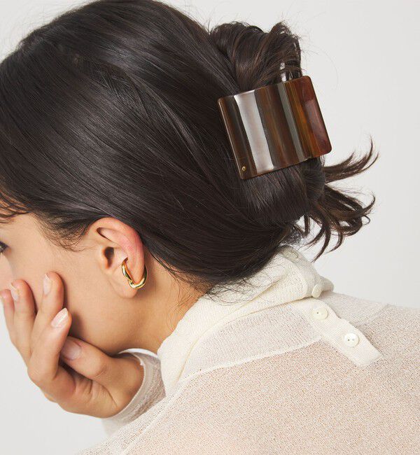 UNITED ARROWS green label relaxing「【WEB限定】スクエアマーブル ヘアクリップ」|ヘアバンド|DK.BROWN