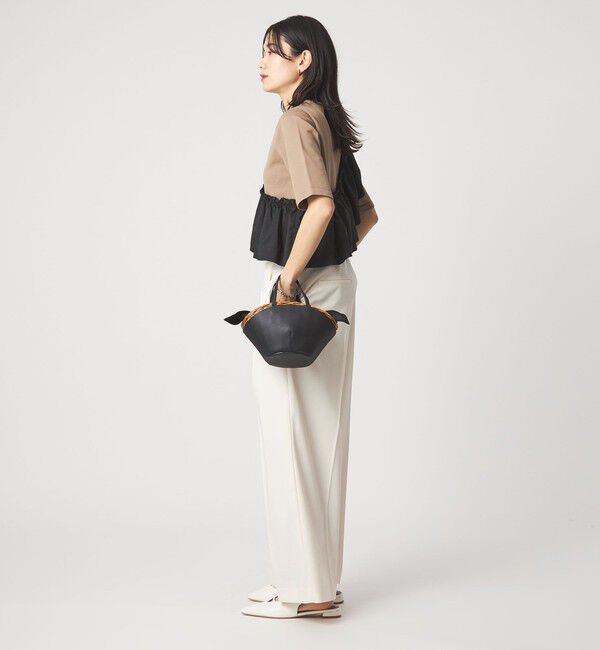 UNITED ARROWS green label relaxing「フリル ドッキング 5分袖 ニット プルオーバー ウォッシャブル」|ニット・セーター|