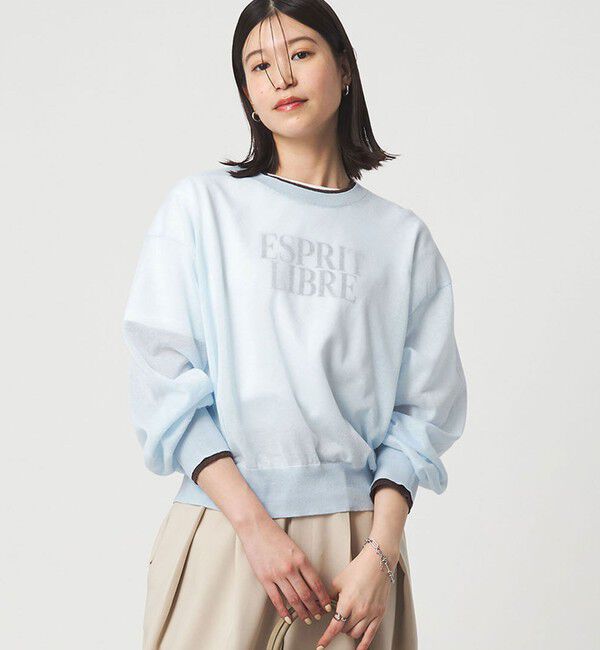 UNITED ARROWS green label relaxing「【WEB限定】＜at ease＞バイカラー シアー ニット プルオーバー」|ニット・セーター|