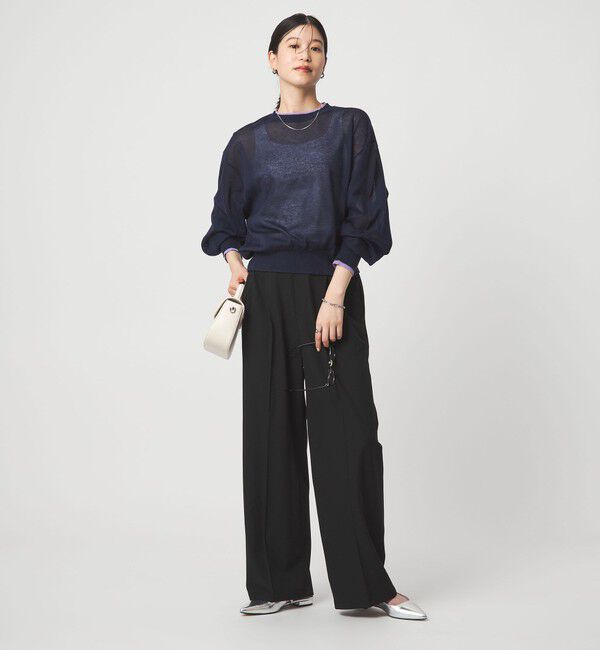 UNITED ARROWS green label relaxing「【WEB限定】＜at ease＞バイカラー シアー ニット プルオーバー」|ニット・セーター|