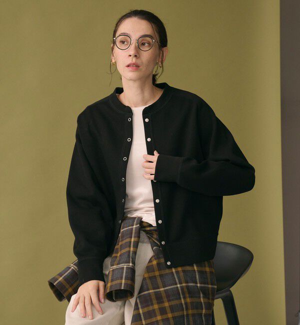 BEAUTY&YOUTH UNITED ARROWS「ダブルフェイス リングボタンカーディガン ウォッシャブル」|カーディガン|BLACK