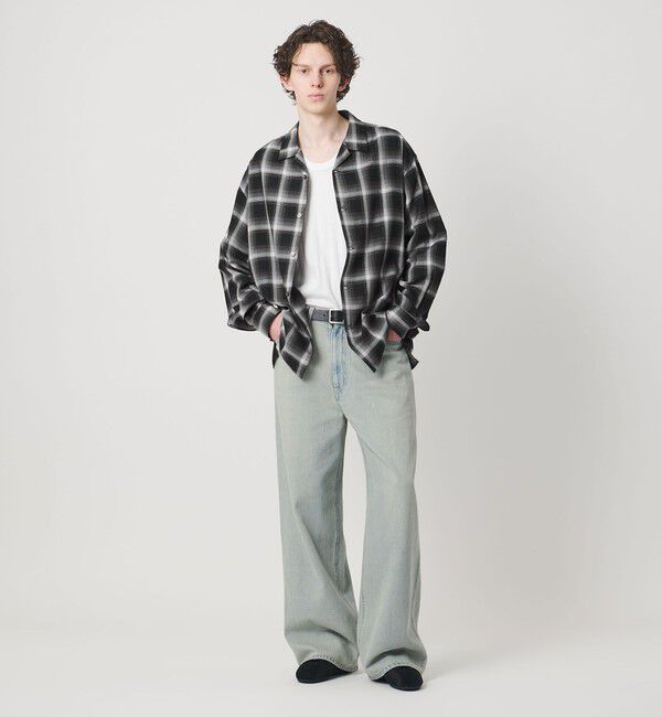 MONKEY TIME「コットン レーヨン オンブレ チェック オープンカラー シャツ」|シャツ・ブラウス|