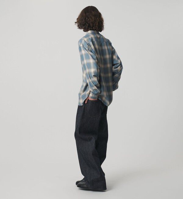 MONKEY TIME「コットン レーヨン オンブレ チェック オープンカラー シャツ」|シャツ・ブラウス|