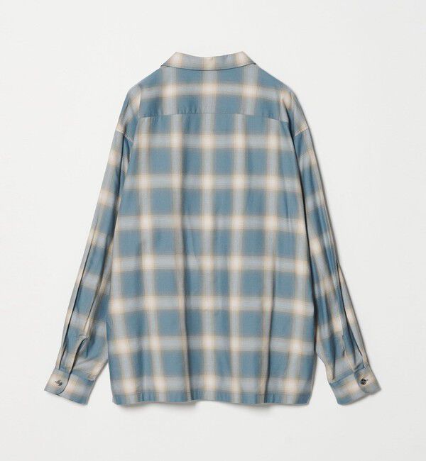 MONKEY TIME「コットン レーヨン オンブレ チェック オープンカラー シャツ」|シャツ・ブラウス|