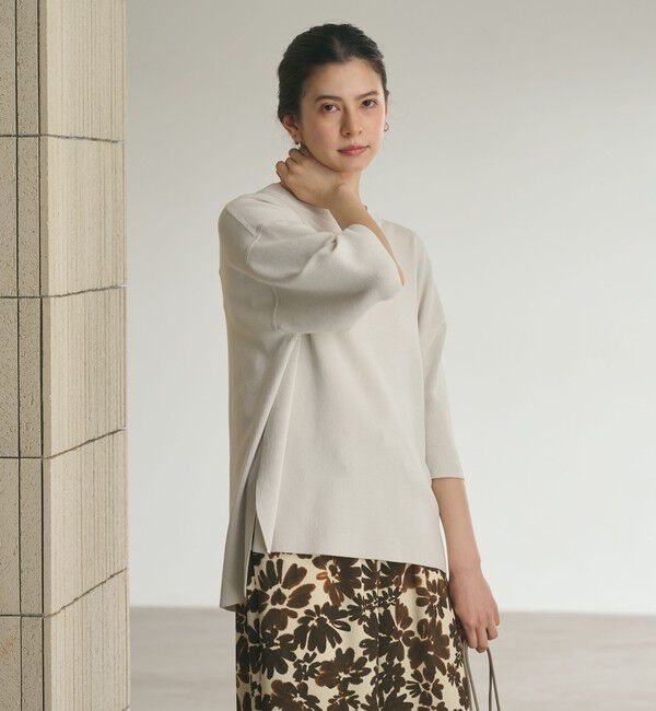 BEAUTY&YOUTH UNITED ARROWS「ハーフスリーブ ニットプルオーバー ウォッシャブル」|ニット・セーター|