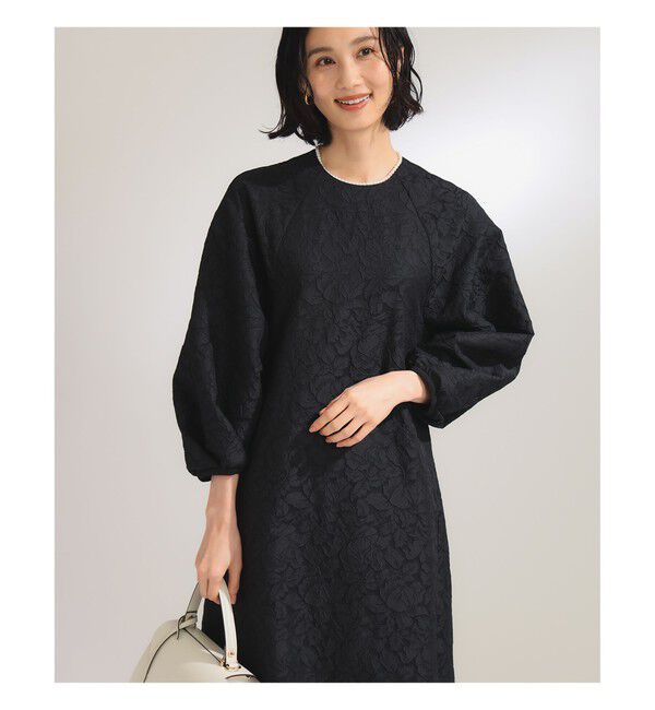 Demi-Luxe BEAMS 「フクレ織りジャカード パフスリーブ ドレス＊」|ワンピース|
