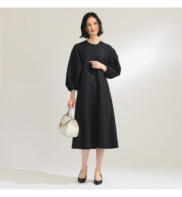 Demi-Luxe BEAMS 「フクレ織りジャカード パフスリーブ ドレス＊」|ワンピース|
