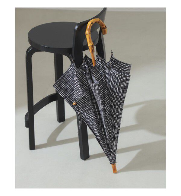 Demi-Luxe BEAMS 「Bon Bon Store / ニューベーシック タッターソールチェック 長傘」|傘|BLACK&times;GREY