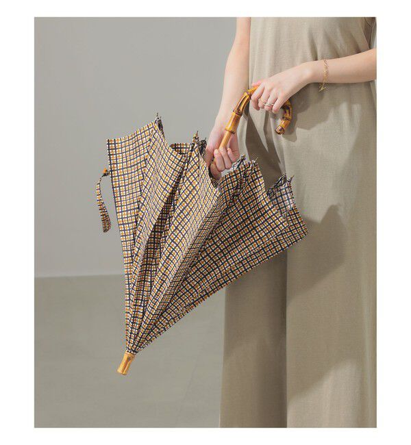 Demi-Luxe BEAMS 「Bon Bon Store / ニューベーシック タッターソールチェック 長傘」|傘|CAMEL&times;BLACK