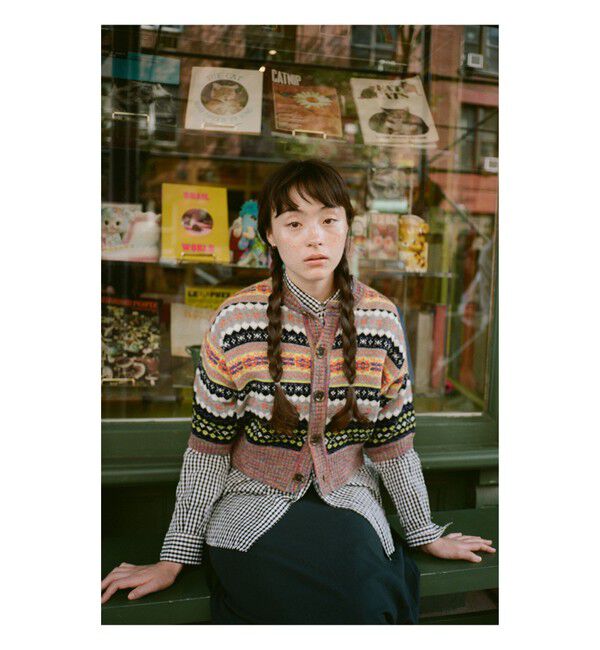 BEAMSBOY「フェアアイル 5分袖 カーディガン」|ベスト・ジレ|BLACK