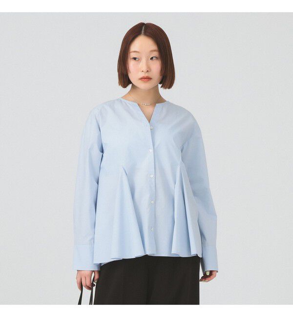 Ray BEAMS 「キーネック フレア ブラウス」|シャツ・ブラウス|