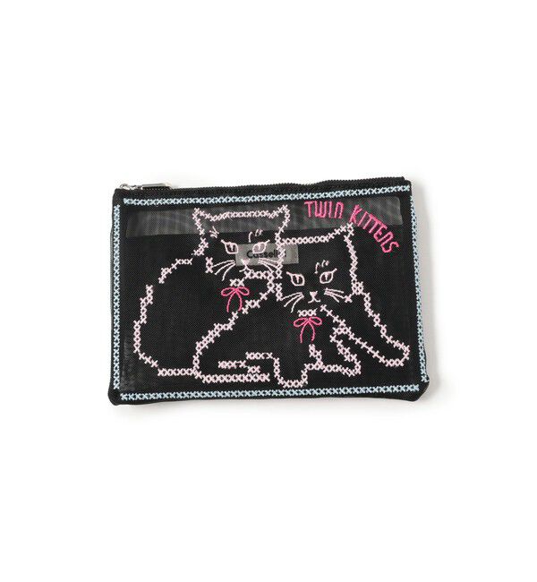 Ray BEAMS 「【別注】Casselini / チュール 刺繍 ポーチ」|ポーチ|BLACK