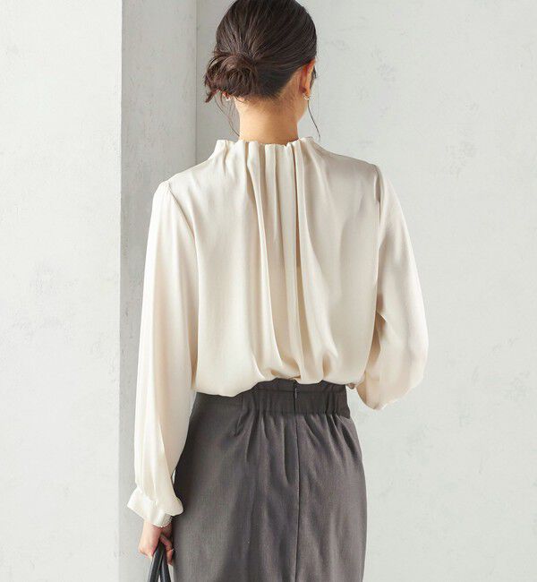 SHIPS for women「【一部WEB限定】〈手洗い可能〉ヴィンテージ サテン ネック ギャザー ブラウス」|シャツ・ブラウス|