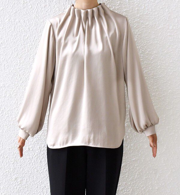 SHIPS for women「【一部WEB限定】〈手洗い可能〉ヴィンテージ サテン ネック ギャザー ブラウス」|シャツ・ブラウス|