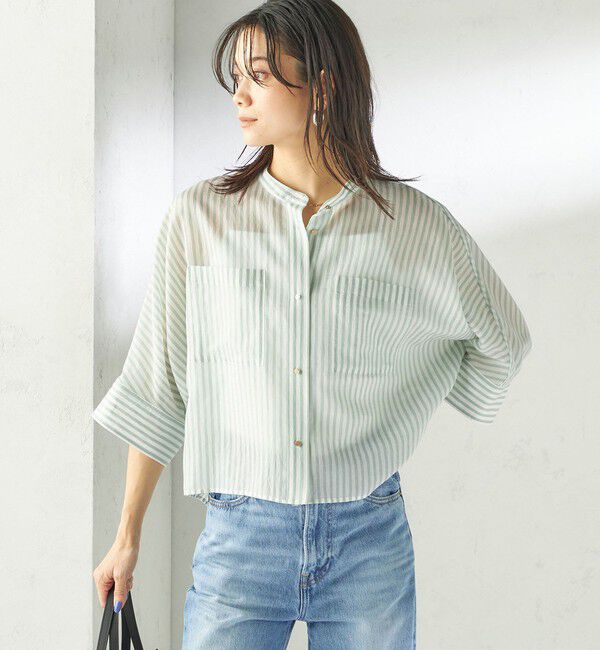 SHIPS for women「〈手洗い可能〉シルク混 シアー 羽織 シャツ」|シャツ・ブラウス|