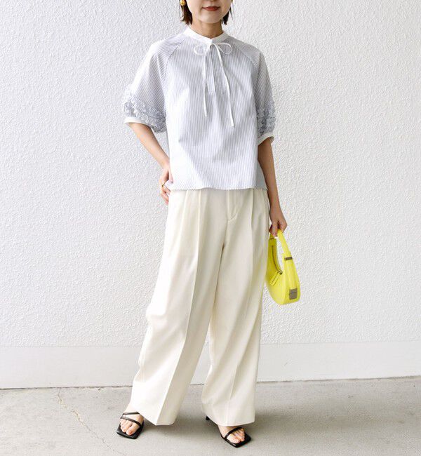 SHIPS for women「【WEB限定】〈手洗い可能〉袖 フリル デザイン ブラウス」|シャツ・ブラウス|