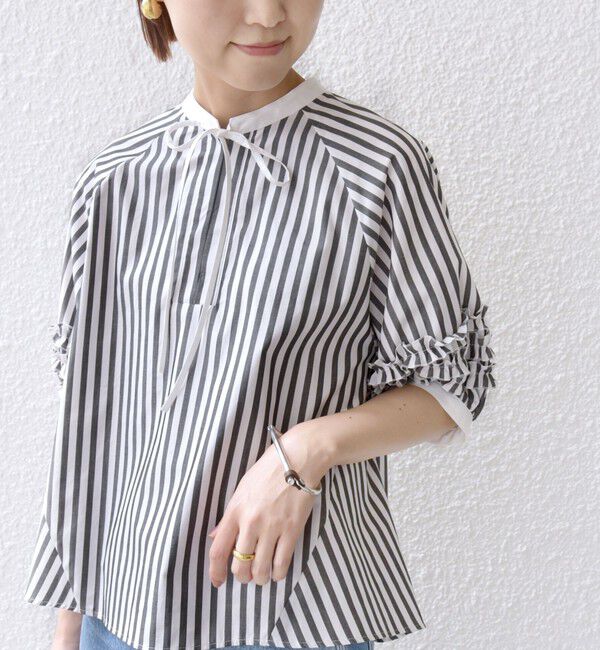 SHIPS for women「【WEB限定】〈手洗い可能〉袖 フリル デザイン ブラウス」|シャツ・ブラウス|