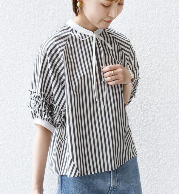 SHIPS for women「【WEB限定】〈手洗い可能〉袖 フリル デザイン ブラウス」|シャツ・ブラウス|