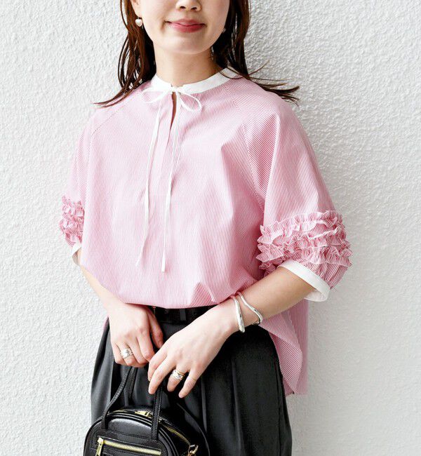 SHIPS for women「【WEB限定】〈手洗い可能〉袖 フリル デザイン ブラウス」|シャツ・ブラウス|