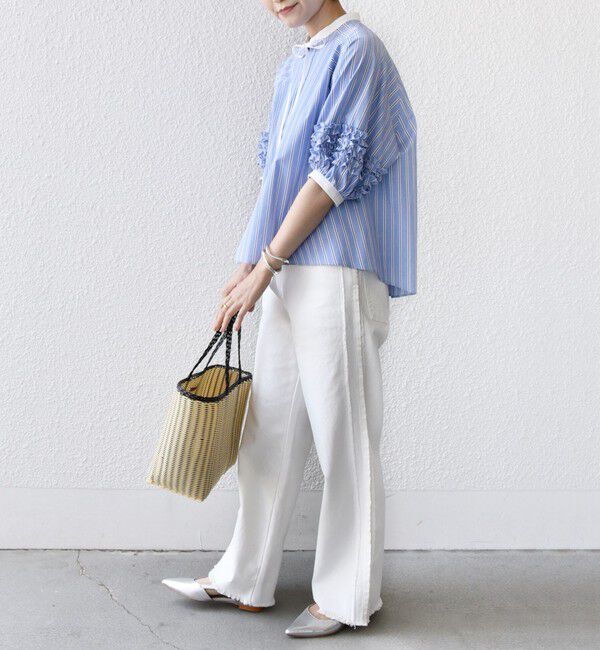 SHIPS for women「【WEB限定】〈手洗い可能〉袖 フリル デザイン ブラウス」|シャツ・ブラウス|