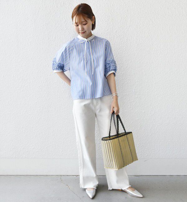 SHIPS for women「【WEB限定】〈手洗い可能〉袖 フリル デザイン ブラウス」|シャツ・ブラウス|