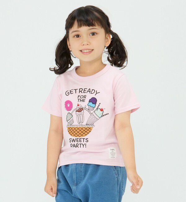 SHIPS Colors 「SHIPS Colors:パッチワーク プリント TEE(80～130cm)◇」|Tシャツ・カットソー|ピンク