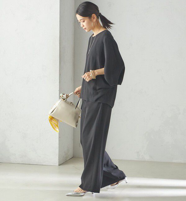 SHIPS for women「〈接触冷感 / 手洗い可能〉アセテート混 バック サテン ドルマン ブラウス」|シャツ・ブラウス|