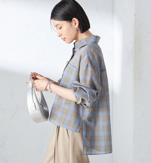 SHIPS for women「〈手洗い可能〉シアー チェック ロング スリーブ シャツ」|シャツ・ブラウス|