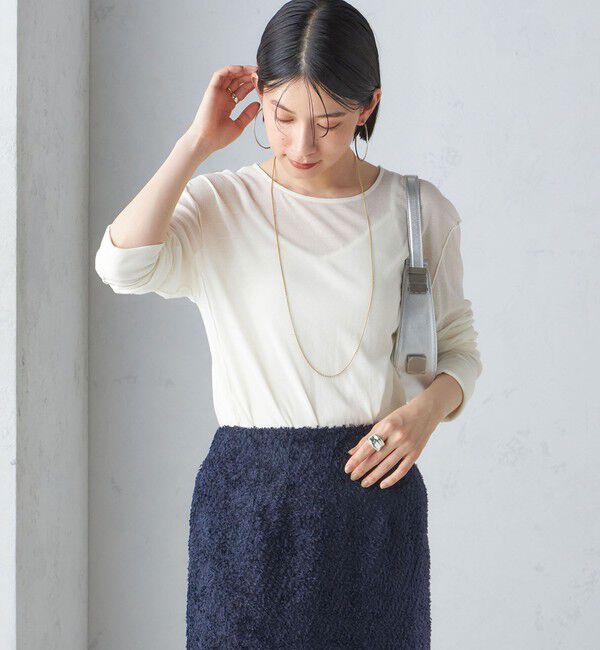 SHIPS for women「〈手洗い可能〉シアー ストレッチ クルーネック プルオーバー」|Tシャツ・カットソー|