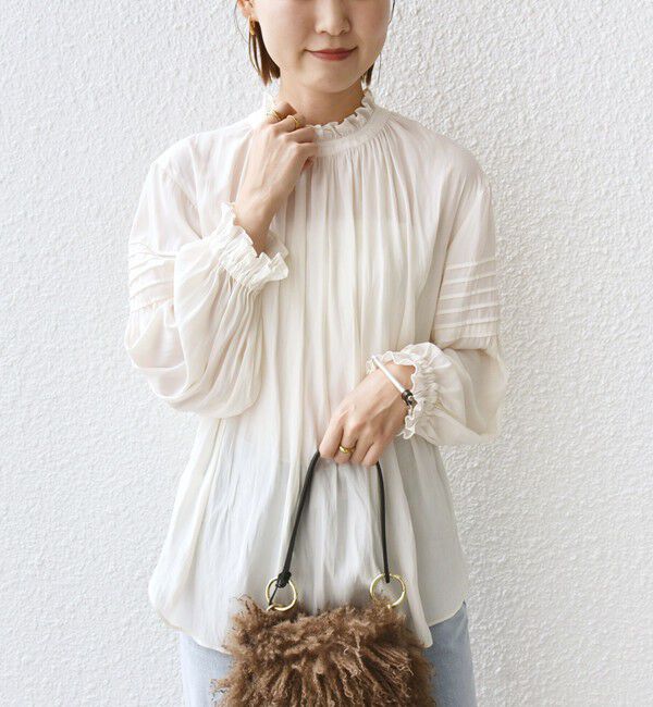 SHIPS for women「〈手洗い可能〉割繊 前後 2WAY 袖タック デザイン ブラウス」|シャツ・ブラウス|