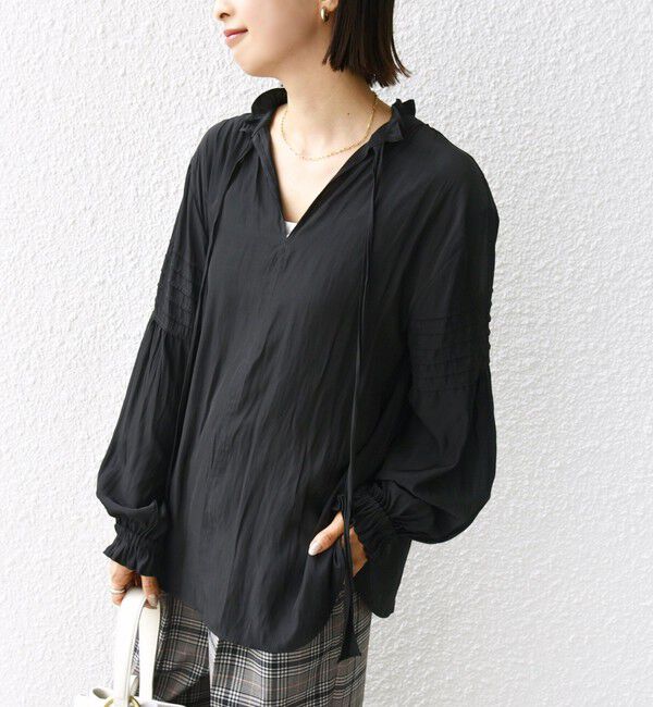 SHIPS for women「〈手洗い可能〉割繊 前後 2WAY 袖タック デザイン ブラウス」|シャツ・ブラウス|