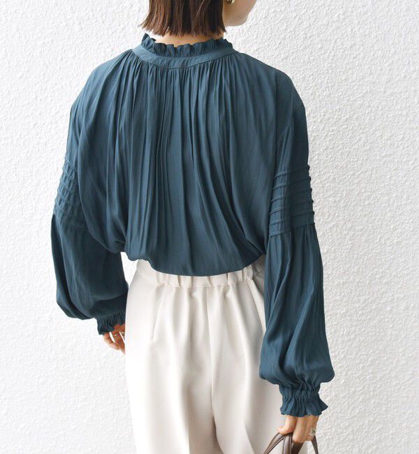 SHIPS for women「〈手洗い可能〉割繊 前後 2WAY 袖タック デザイン ブラウス」|シャツ・ブラウス|