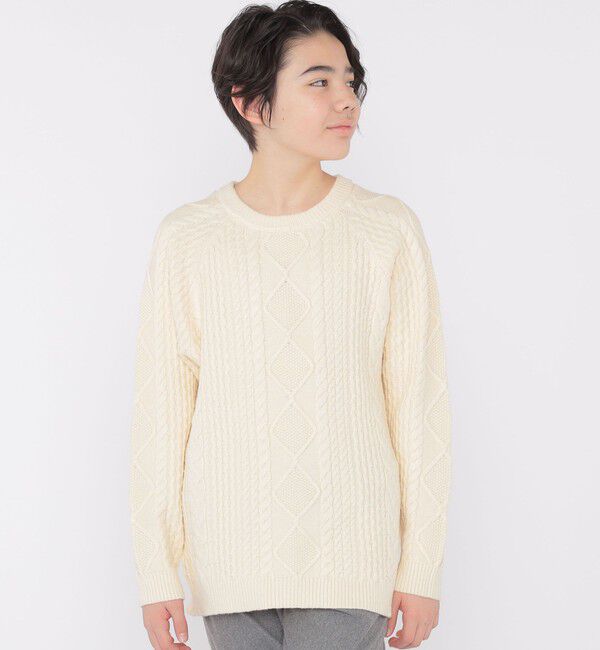 SHIPS KIDS「SHIPS KIDS:140～160cm /〈洗濯機可能〉ケーブル ニット」|ニット・セーター|