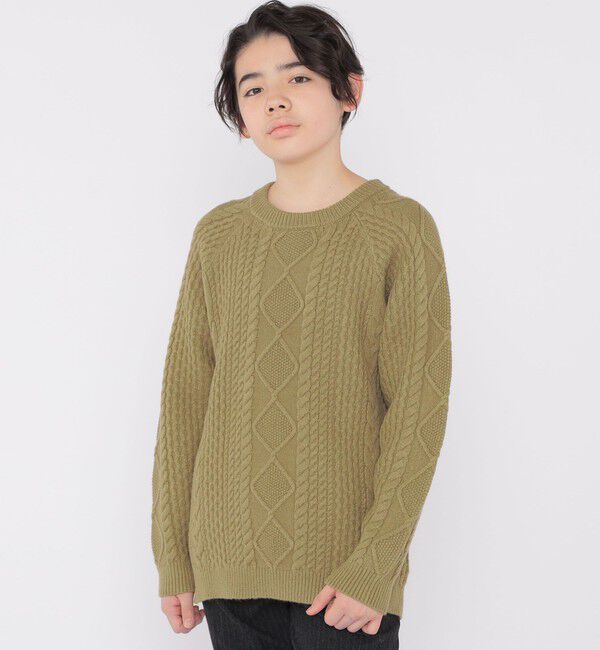 SHIPS KIDS「SHIPS KIDS:140～160cm /〈洗濯機可能〉ケーブル ニット」|ニット・セーター|