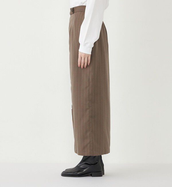 SHIPS Colors 「SHIPS Colors:〈手洗い可能〉ストライプ ジップ タイトスカート ブラウン◇」|タイト|