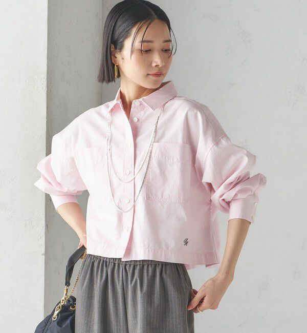 SHIPS for women「〈洗濯機可能〉ピン オックス 刺繍 クロップド シャツ」|シャツ・ブラウス|