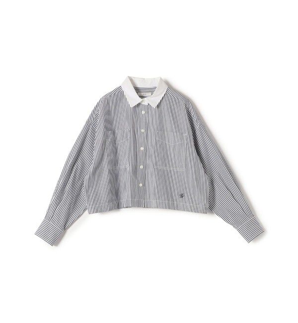 SHIPS for women「〈洗濯機可能〉ピン オックス 刺繍 クロップド シャツ」|シャツ・ブラウス|