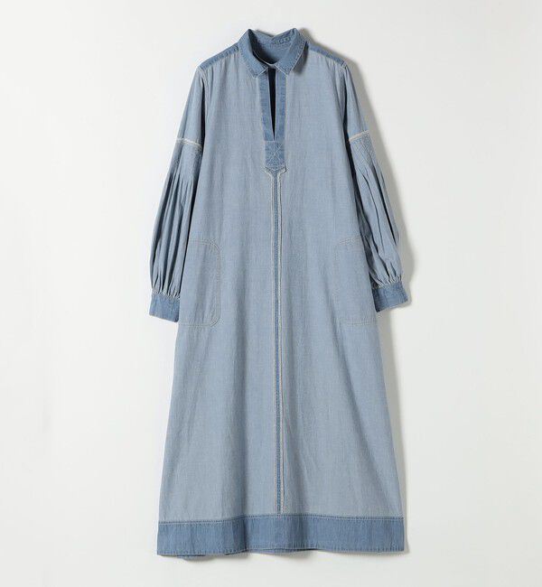 SHIPS any「SHIPS any: ライトオンス デニム オープンカラー テントライン ワンピース」|ワンピース|